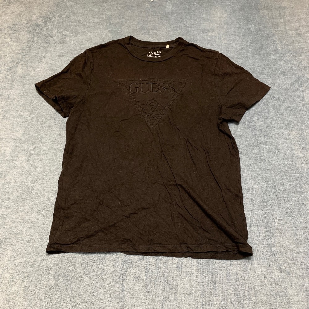 Guess T-Shirt Mens Medium Black Cotton Non Stretch Logo Graphic Casual Wear Tee
